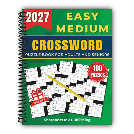Easy - Medium Crossword Puzzle Book For Adults and Seniors - 100 Big Font Puzzles: Engaging Challenges to Boost Your Focus and Keep Your Eyes Relaxed ... of Fun, Perfect Gift for Cross word Lover [Spiral-Bound]