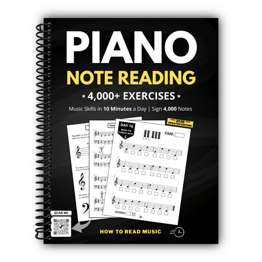 Piano Note Reading Exercises: Music Skills in 10 Minutes a Day, Student Workbook, How To Read Music, Sign 4,000 Notes [Spiral-Bound]