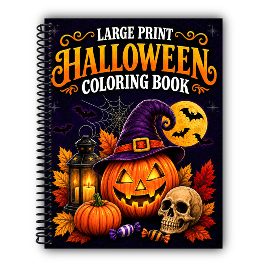 Large Print Halloween Coloring Book: Over 50 Simple, Easy, and Spooky Halloween-Themed Coloring Pages for Adults and Seniors with Large Designs for Relaxation and Fun [Spiral-Bound]