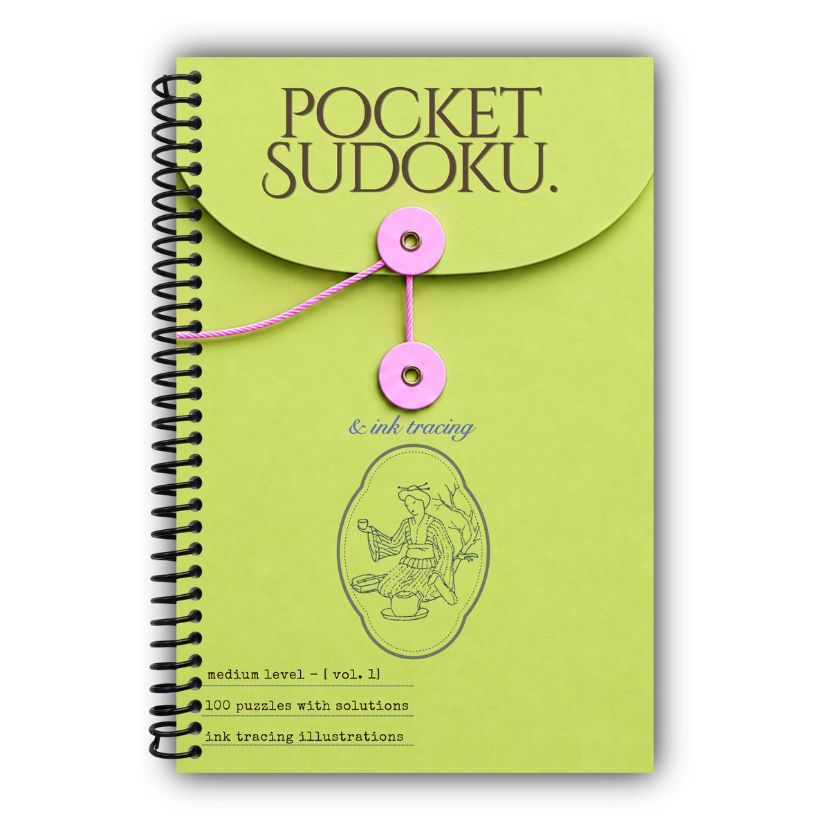 Pocket Sudoku & Aesthetic Ink Tracing: Volume 1 | 100 Medium Sudoku Puzzles & Ink-Tracing illustrations for Focus, Creativity & Mindfulness (Pocket Puzzles & Ink Tracing) [Spiral-Bound]