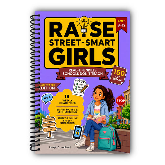 Raise Street-Smart Girls: 150+ Lessons Not Taught at School to Set Boundaries, Trust Their Gut, Stay Safe Online, and Grow into a Confident Young Woman — Illustrated Edition [Spiral-Bound]