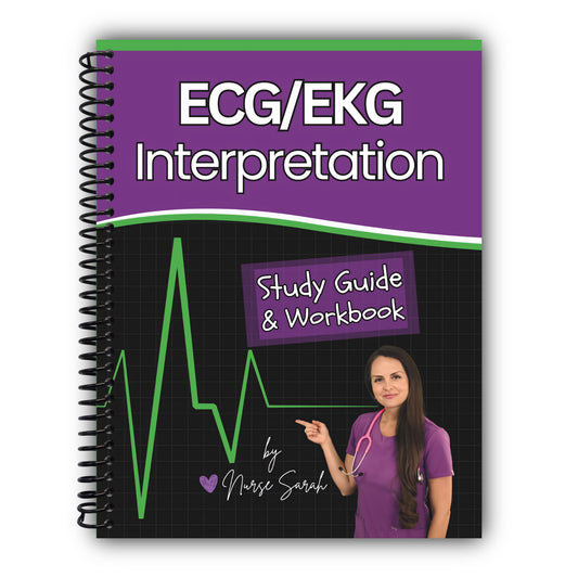ECG/EKG Interpretation Study Guide & Workbook by Nurse Sarah [Spiral-Bound]