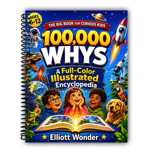 100,000 Whys for Kids: A Full-Color Visual Encyclopedia of Big Questions, Clear Answers, Science, Space, Animals, Nature, History, Inventions, and How the World Works for Ages 6–13 [Spiral-Bound]