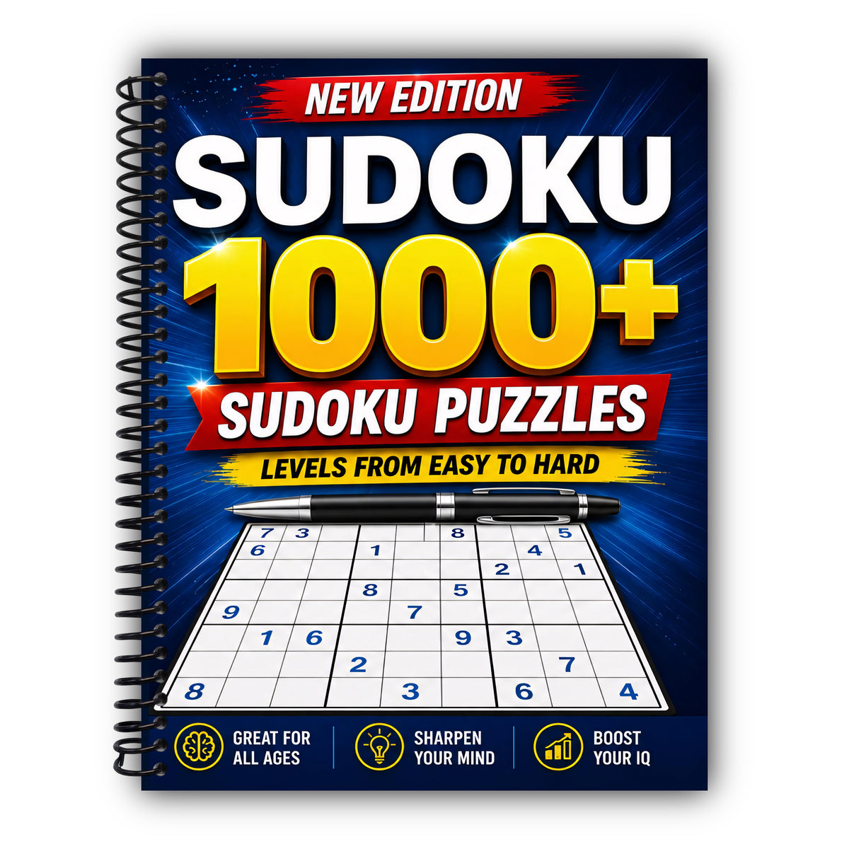 1000+ Sudoku Puzzles for Adults: A Book With More Than 1000 Sudoku Puzzles from Easy to Hard for adults. [Spiral-Bound]
