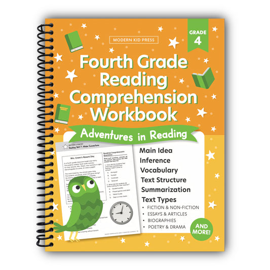 Fourth Grade Reading Comprehension Workbook: Build Essential Grade 4 Reading Skills Through Engaging Adventures in Fiction, Poetry & Biography [Spiral-Bound]